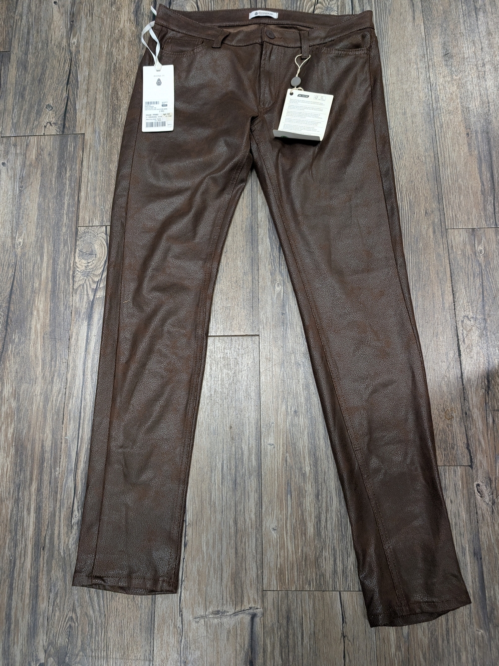 Dondup Men's Dark Brown Slim Faux-Leather Pants